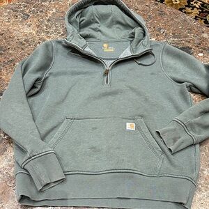 Carhartt Olive Half-Zip Hoodie kids size Large pre loved